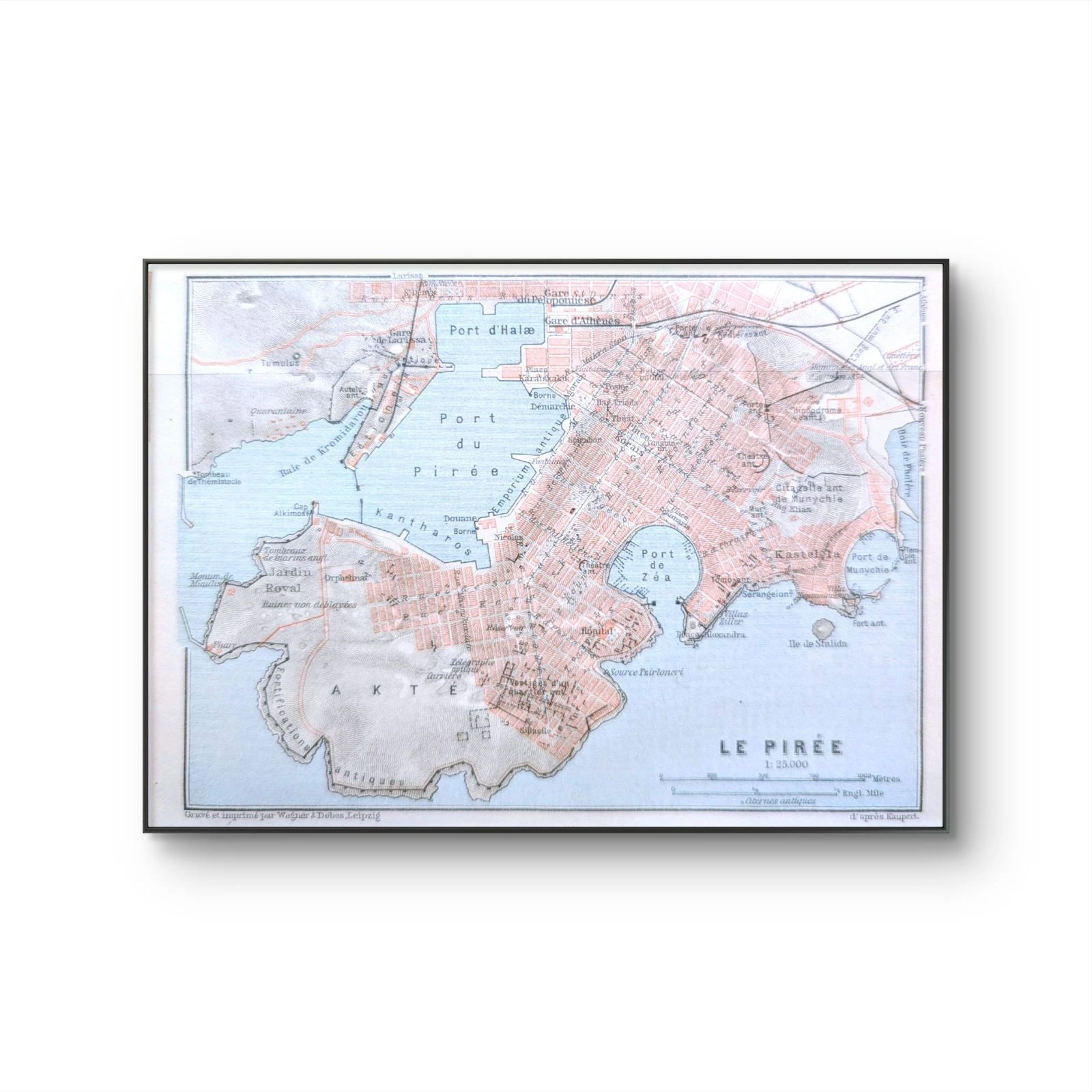 O Pireu, Atenas, pequeno mapa original impresso em 1910. – photo 6